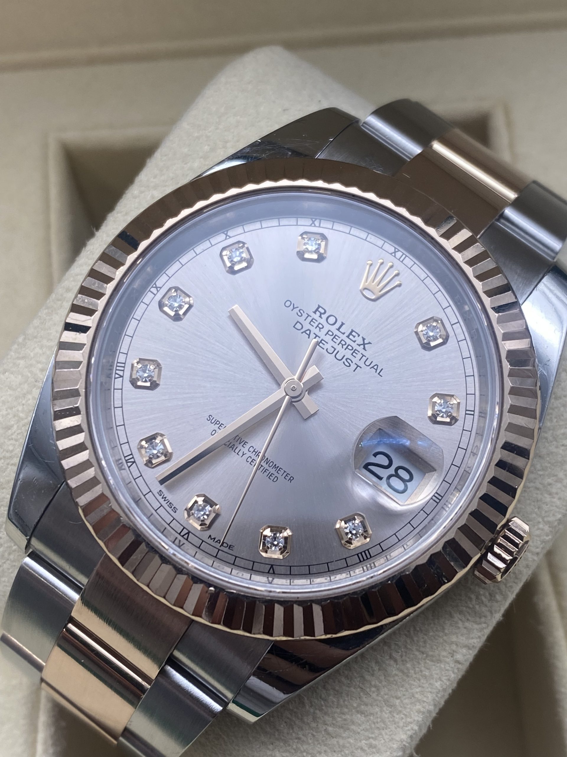 Rolex Datejust ref 126331 rose gold et diamants