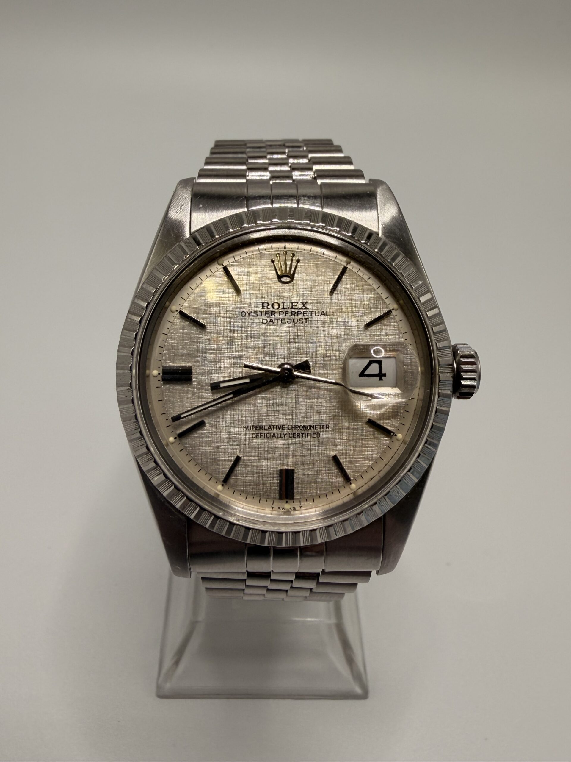 Rolex Datejust 36 Argent Linen Dial ref 1603 année 1974