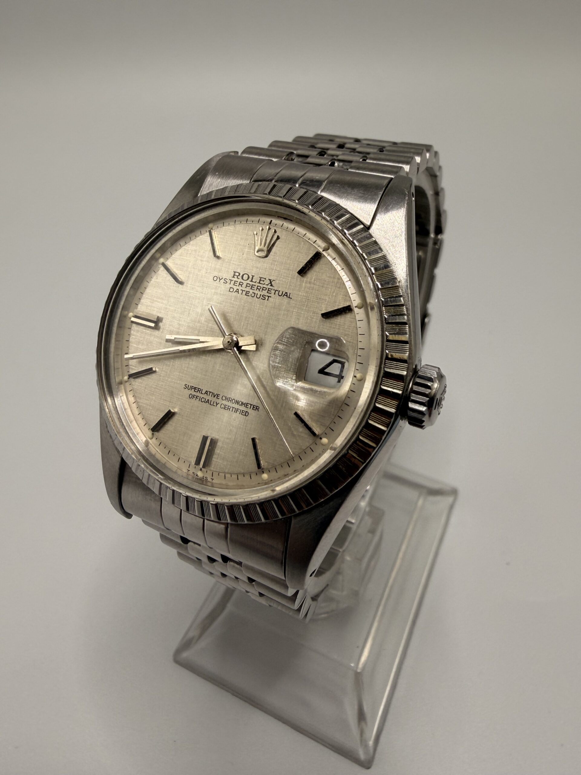 Rolex Datejust 36 Argent Linen Dial ref 1603 année 1974 – Image 3