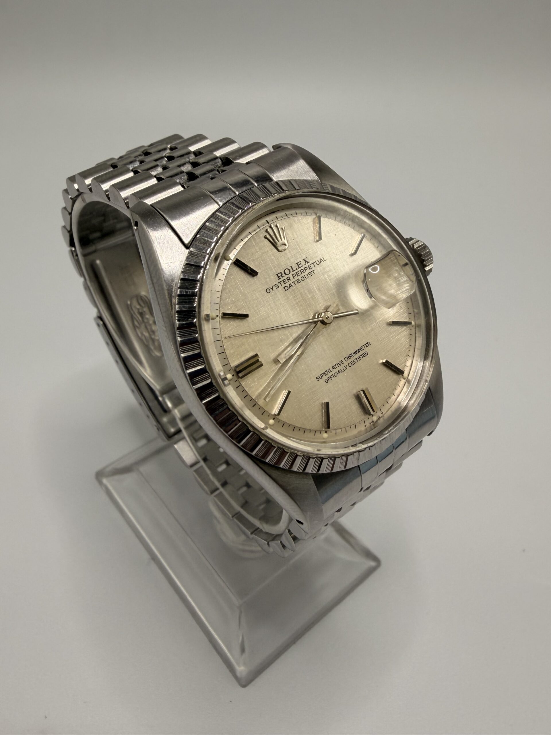 Rolex Datejust 36 Argent Linen Dial ref 1603 année 1974 – Image 7