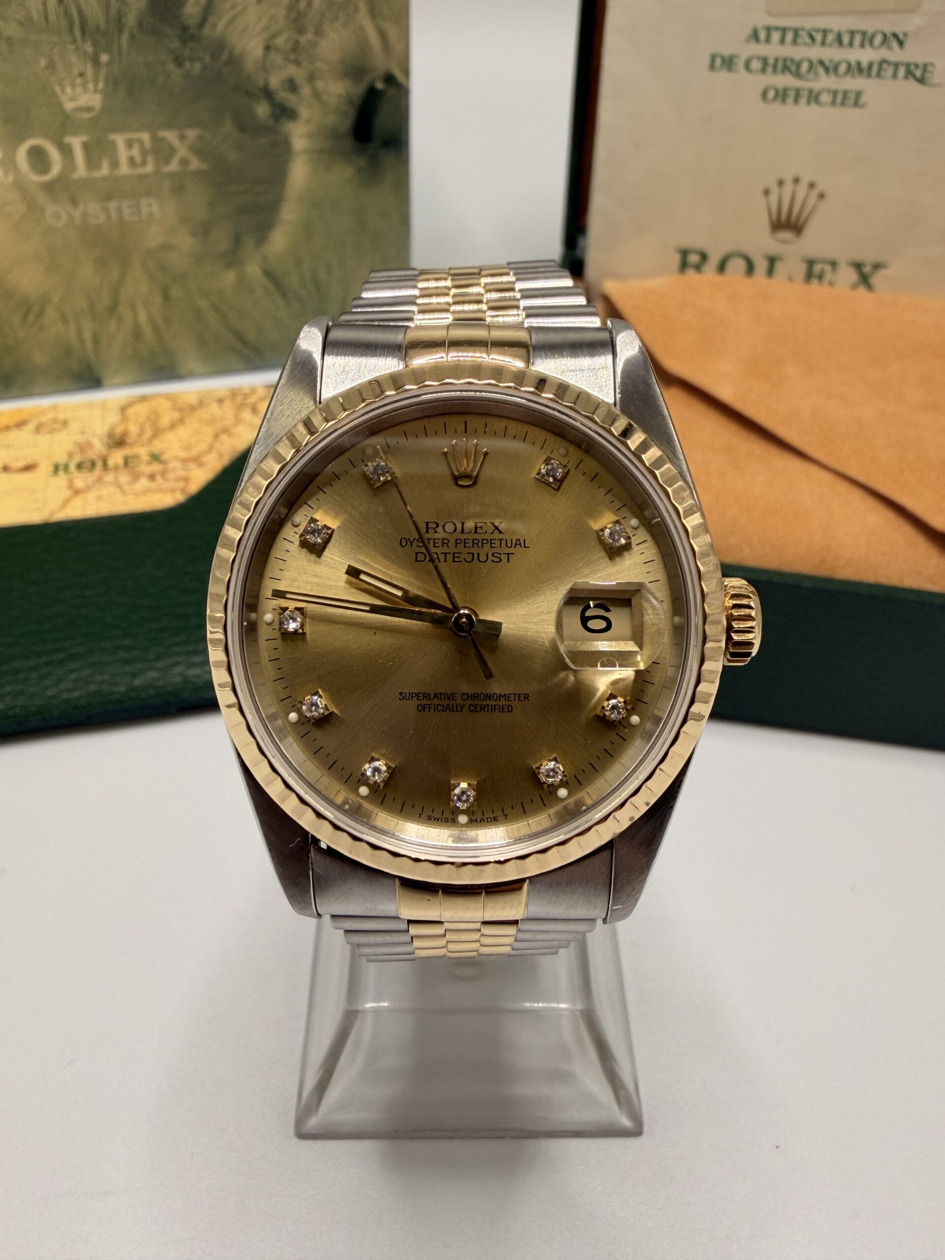 Rolex Datejust 36 ref 16233 Box&Papers 1991 Diamond Dial